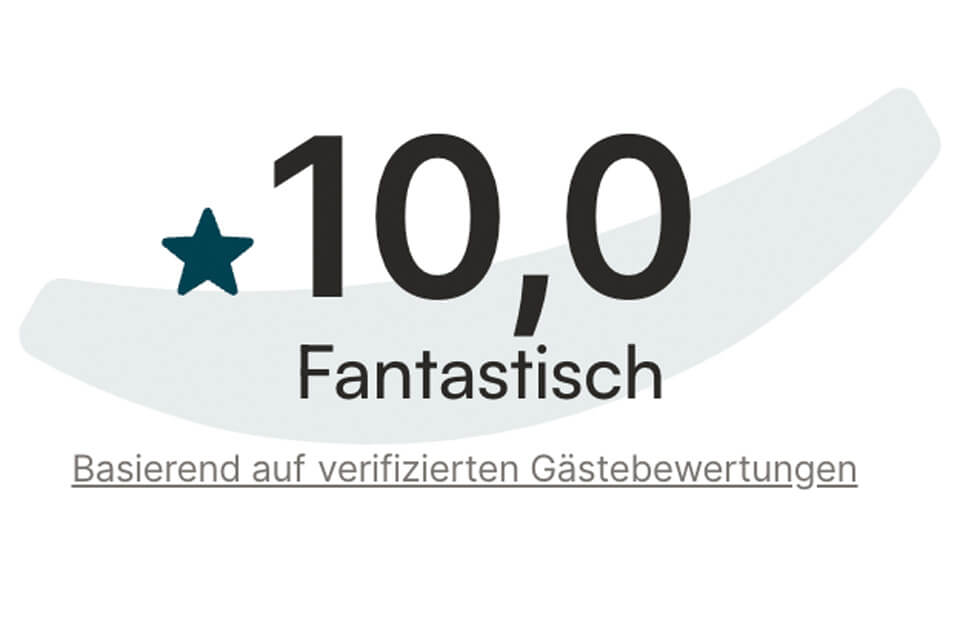Eine Grafik mit einem großen Stern und der Zahl 10,0 (Top-Bewertung)
